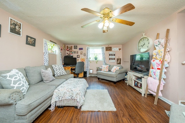 404 E 21st St S, Newton, IA 50208 - living area with a ceiling fan, wood finished floors, and a textured ceiling