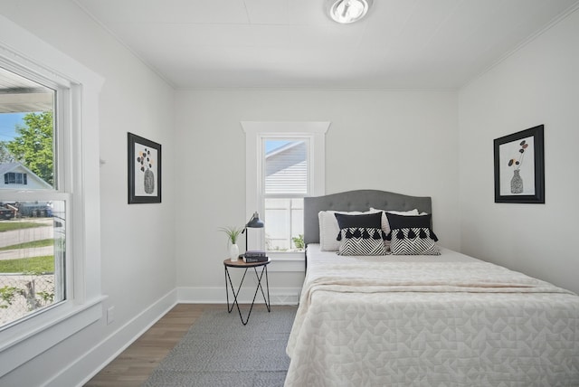 1519 Searle St, Des Moines, IA 50317 - bedroom featuring multiple windows, wood finished floors, and crown molding