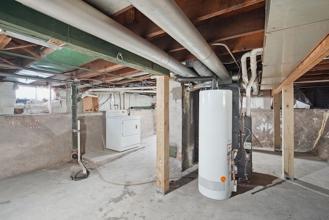 1519 Searle St, Des Moines, IA 50317 - basement featuring washer / clothes dryer and gas water heater