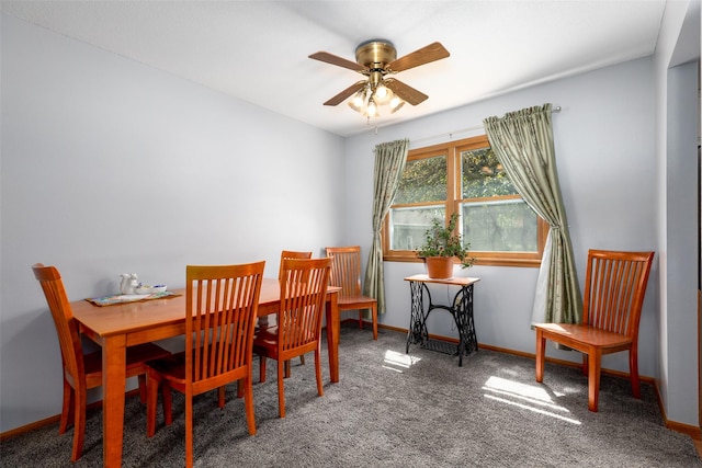 500 8th St, Waukee, IA 50263 - dining space featuring ceiling fan, carpet floors, and baseboards
