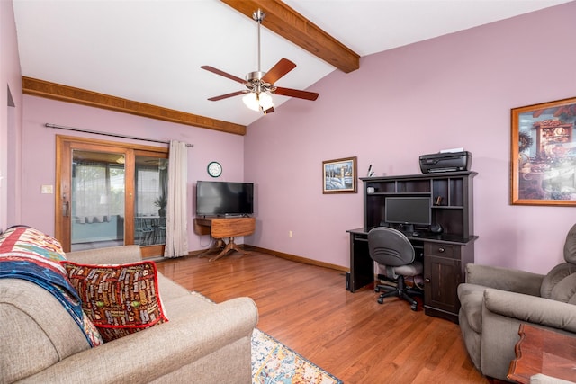 500 8th St, Waukee, IA 50263 - home office with wood finished floors, a ceiling fan, and baseboards