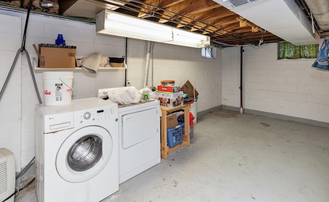 4101 Muskogee Ave, Des Moines, IA 50312 - laundry area with washer and clothes dryer and concrete block wall