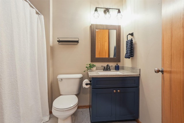 5200 Pine Valley Dr, Pleasant Hill, IA 50327 - full bathroom with vanity, marble finish floors, toilet, and baseboards