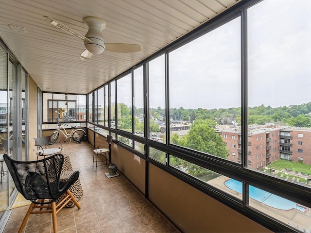 3663 Grand Ave Unit 508, Des Moines, IA 50312 - sunroom / solarium featuring ceiling fan and healthy amount of natural light