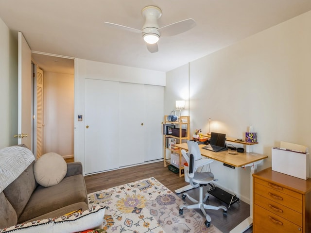 3663 Grand Ave Unit 508, Des Moines, IA 50312 - office featuring wood finished floors and a ceiling fan