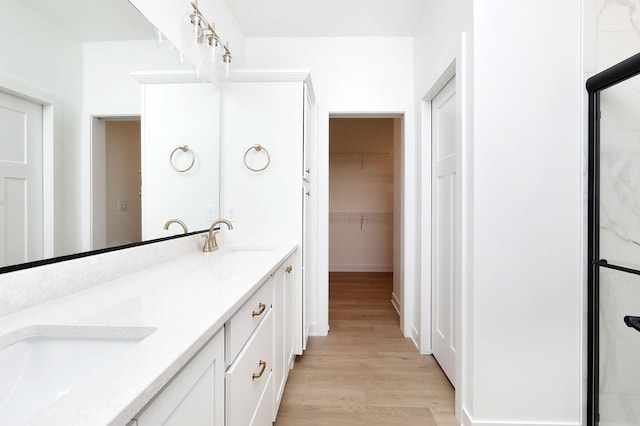 2500 NE 6th St, Grimes, IA 50111 - full bath featuring double vanity, wood finished floors, and a walk in closet