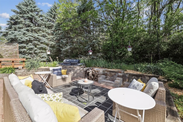 6935 NW 88th Ave, Johnston, IA 50131 - view of patio / terrace featuring outdoor lounge area and an outdoor kitchen