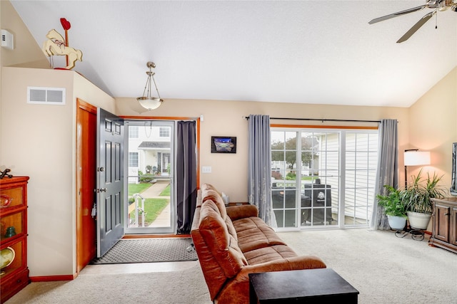 2816 Ashland Ct, Altoona, IA 50009 - carpeted entrance foyer with vaulted ceiling and ceiling fan