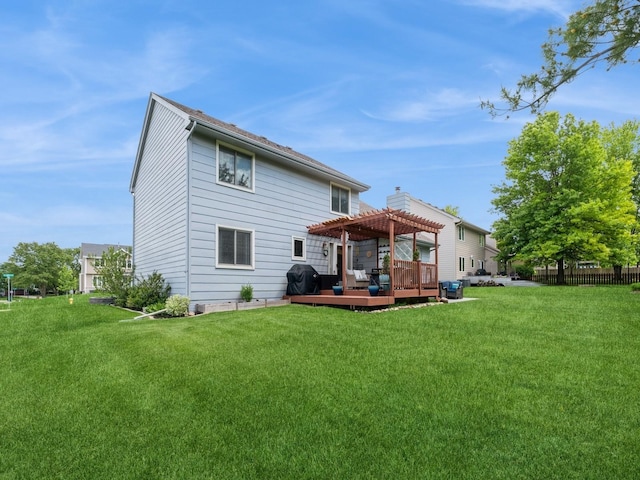 2190 NW 147th St, Clive, IA 50325 - back of house featuring a pergola, a deck, and a yard