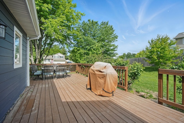 6173 Pommel Pl, West Des Moines, IA 50266 - wooden deck featuring outdoor dining area and grilling area