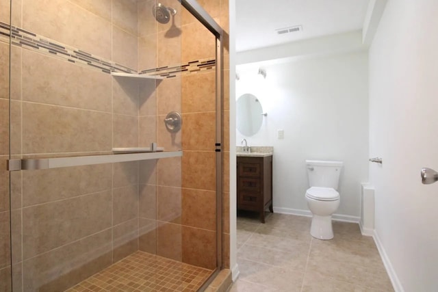 180 Bridgewood Dr, West Des Moines, IA 50266 - full bath with a shower stall, toilet, vanity, tile patterned flooring, and baseboards