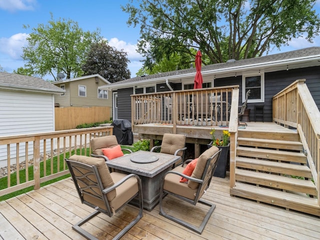 609 31st St, West Des Moines, IA 50265 - wooden deck with area for grilling