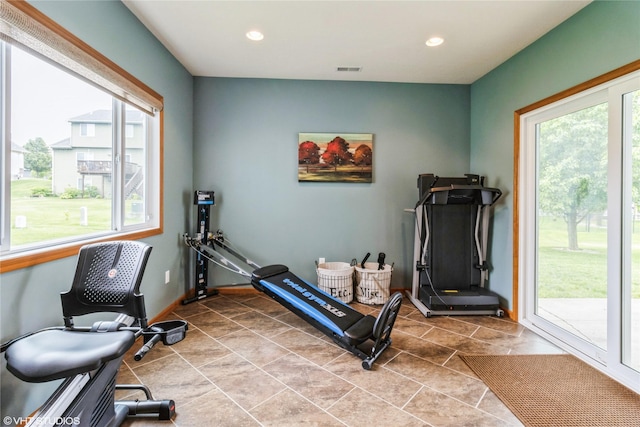 703 NE 46th Ct, Ankeny, IA 50021 - exercise area with recessed lighting and tile patterned flooring