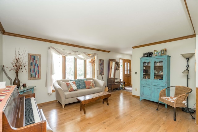10490 Elmcrest Dr, Clive, IA 50325 - living room with ornamental molding, light wood-style floors, and baseboards