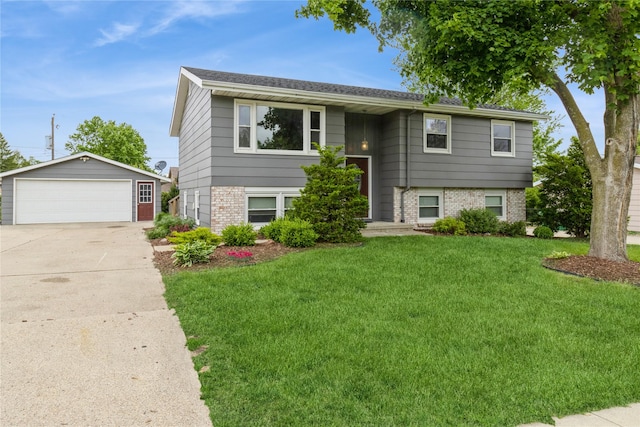 602 SE 7th St, Ankeny, IA 50021 - bi-level home with brick siding, a garage, an outbuilding, and a front lawn