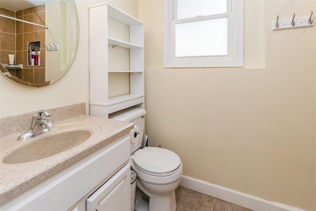 602 SE 7th St, Ankeny, IA 50021 - bathroom with vanity, toilet, curtained shower, tile patterned flooring, and baseboards