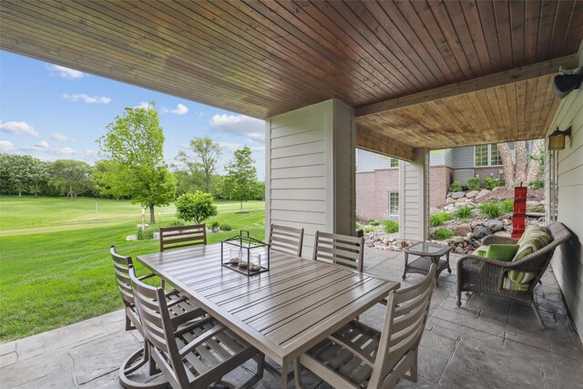 1176 Glen Oaks Dr, West Des Moines, IA 50266 - view of patio with outdoor dining space and view of golf course