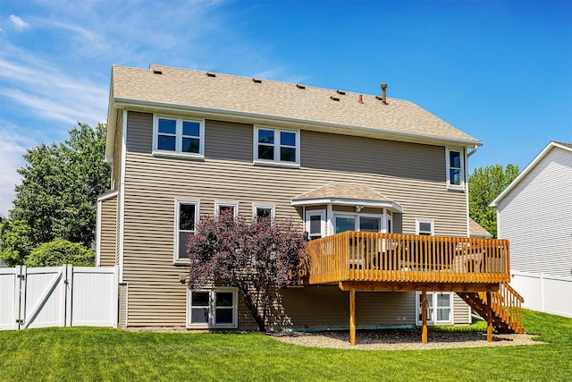 5525 SE 29th Ct, Des Moines, IA 50320 - back of house featuring a gate, stairway, a deck, and a shingled roof