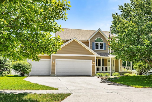 5525 SE 29th Ct, Des Moines, IA 50320 - view of front facade with a porch, an attached garage, a front lawn, and concrete driveway