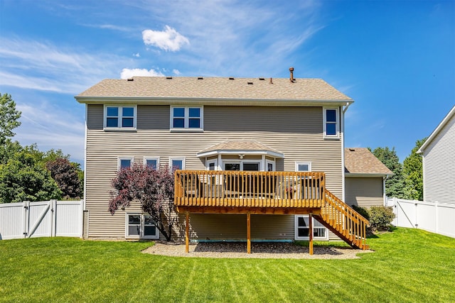 5525 SE 29th Ct, Des Moines, IA 50320 - back of house featuring a gate, stairway, a wooden deck, and roof with shingles