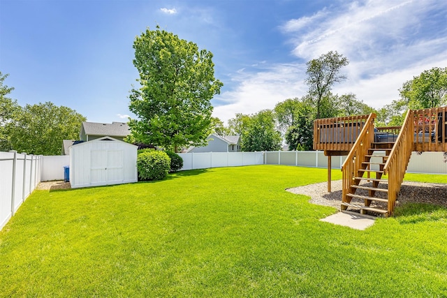 5525 SE 29th Ct, Des Moines, IA 50320 - view of yard featuring a deck and stairway