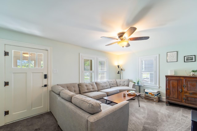 1516 57th Pl, Des Moines, IA 50311 - living area with carpet and a ceiling fan