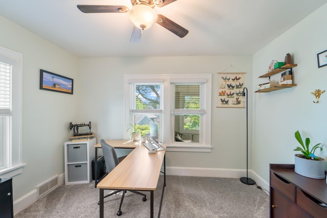 1516 57th Pl, Des Moines, IA 50311 - office featuring ceiling fan, carpet flooring, and baseboards