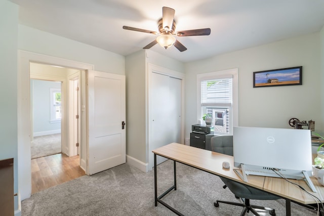 1516 57th Pl, Des Moines, IA 50311 - office space with ceiling fan, carpet flooring, and baseboards