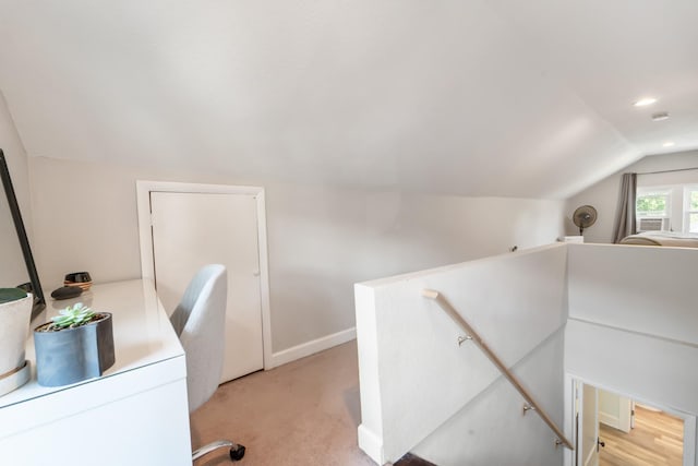 1516 57th Pl, Des Moines, IA 50311 - office space with lofted ceiling, light carpet, and baseboards