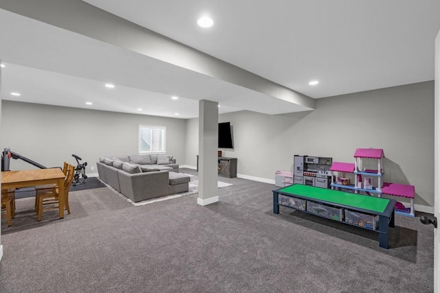 3911 NW 14th Ct, Ankeny, IA 50023 - recreation room with carpet flooring, baseboards, and recessed lighting