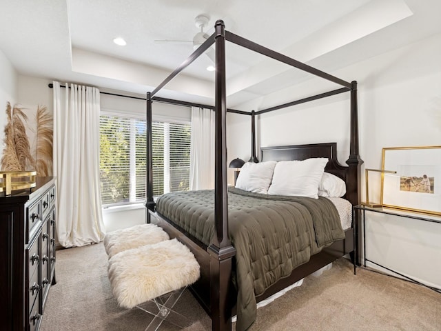 1702 Quail Cove Ct, West Des Moines, IA 50265 - bedroom with carpet, recessed lighting, ceiling fan, and a raised ceiling