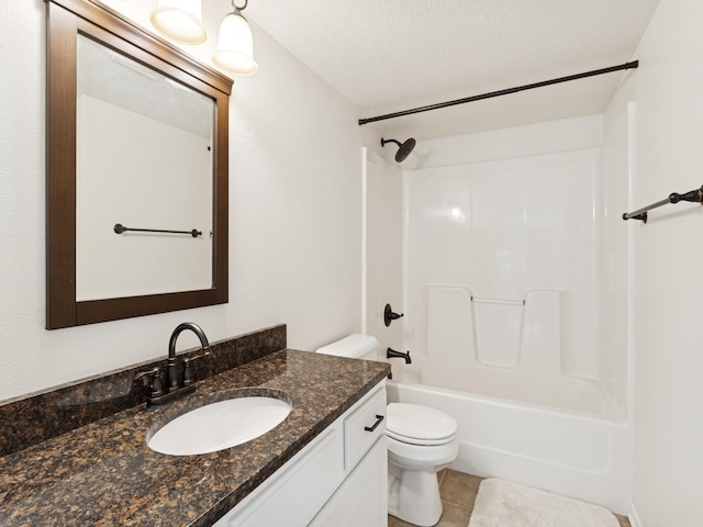 1702 Quail Cove Ct, West Des Moines, IA 50265 - bathroom featuring toilet, vanity, shower / washtub combination, and tile patterned flooring