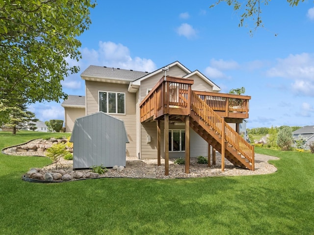 1702 Quail Cove Ct, West Des Moines, IA 50265 - rear view of house with a deck, stairs, and a lawn