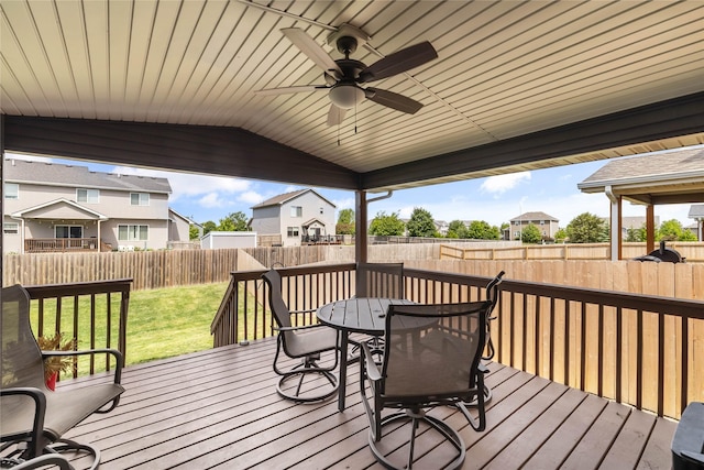 2320 SE Maxwell Dr, Waukee, IA 50263 - deck featuring a ceiling fan and outdoor dining space