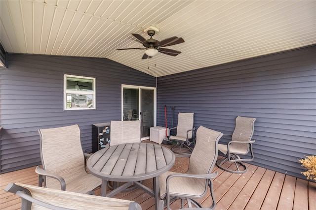 2320 SE Maxwell Dr, Waukee, IA 50263 - wooden terrace featuring outdoor dining area and ceiling fan