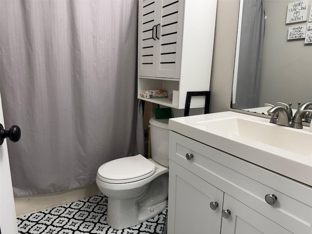 2520 NW 14th St, Ankeny, IA 50023 - bathroom with toilet, vanity, tile patterned flooring, and a shower with curtain