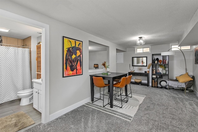 4670 Meadow Valley Dr, West Des Moines, IA 50265 - carpeted dining room featuring a textured ceiling and baseboards