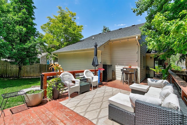 4670 Meadow Valley Dr, West Des Moines, IA 50265 - view of patio / terrace featuring an outdoor living space and a wooden deck
