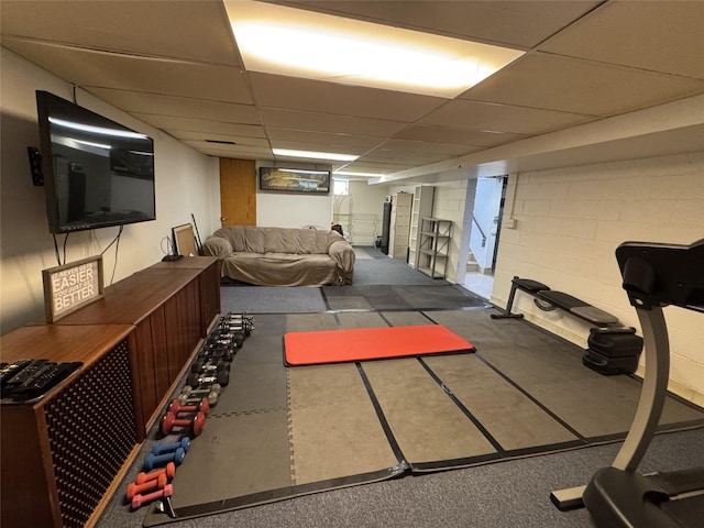 1300 Shawnee Ave, Des Moines, IA 50313 - exercise area featuring a paneled ceiling