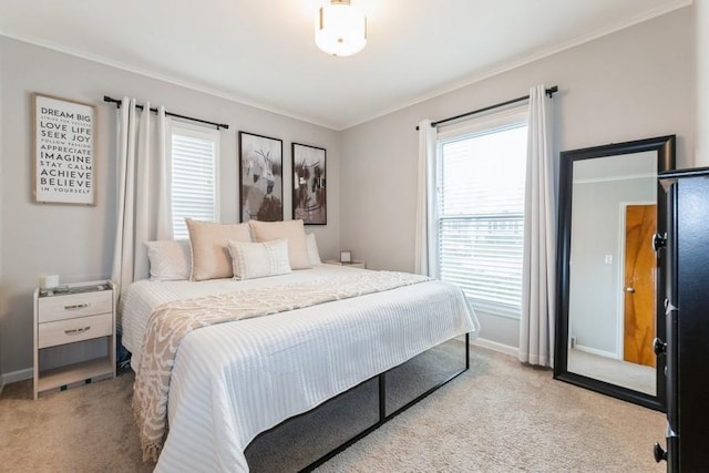 6100 College Ave, Des Moines, IA 50322 - carpeted bedroom featuring crown molding, multiple windows, and baseboards