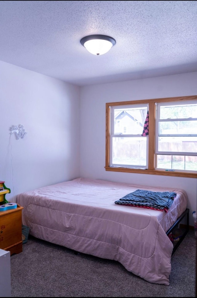 2326 E 39th Ct, Des Moines, IA 50317 - bedroom featuring multiple windows, a textured ceiling, and carpet floors