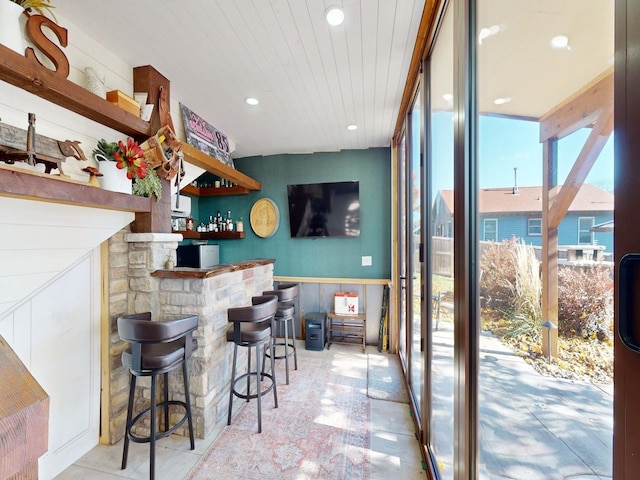 1314 Glenway Dr, Newton, IA 50208 - indoor dry bar featuring recessed lighting and a wainscoted wall