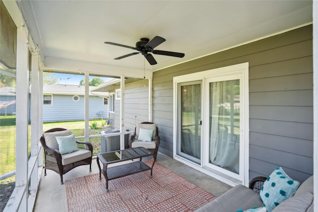 743 15th St, Nevada, IA 50201 - sunroom / solarium featuring ceiling fan