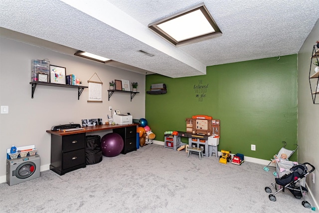 405 Joy Cir, Gilbert, IA 50105 - playroom with carpet flooring, a textured ceiling, and baseboards