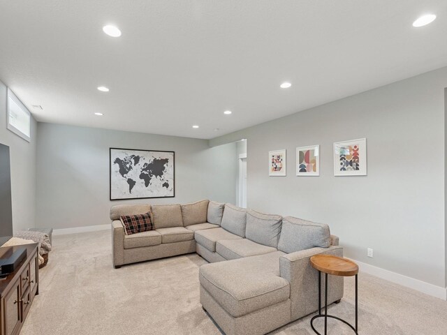 8876 Scarlet Dr, West Des Moines, IA 50266 - living area with light carpet, recessed lighting, and baseboards