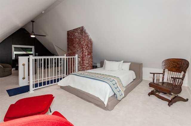 2606 Forest Dr, Des Moines, IA 50312 - carpeted bedroom featuring lofted ceiling and a ceiling fan