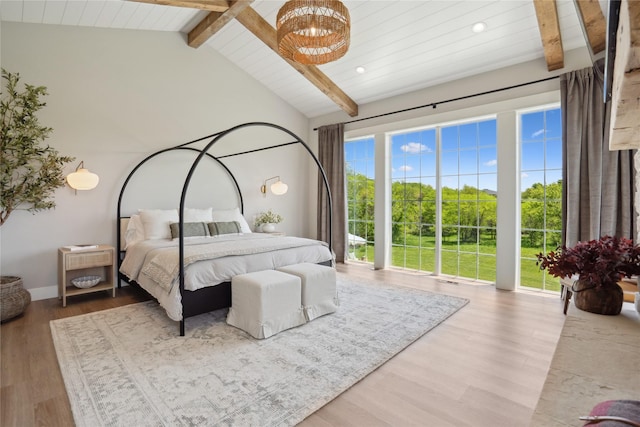 3834 NW 177th Ct, Clive, IA 50325 - bedroom featuring wood finished floors, a chandelier, recessed lighting, and wooden ceiling