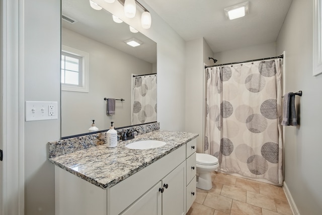 9012 NW 72nd Pl, Johnston, IA 50131 - bathroom with vanity, toilet, a shower with shower curtain, and baseboards