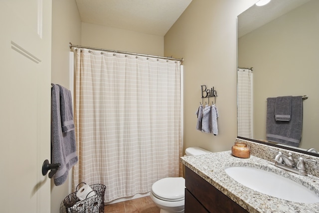 9012 NW 72nd Pl, Johnston, IA 50131 - full bath featuring toilet, vanity, tile patterned flooring, and a shower with curtain