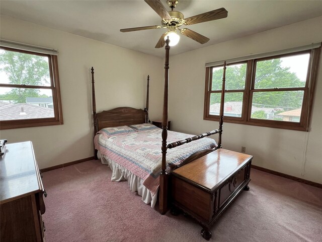 210 E 24th St N, Newton, IA 50208 - bedroom with light colored carpet, multiple windows, baseboards, and a ceiling fan